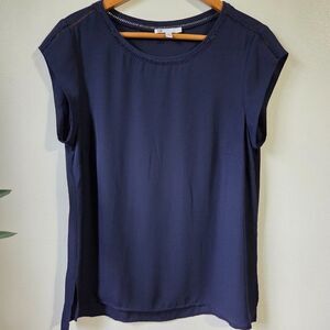 EUC DR2 BLUE CUT OUT CAP SLEEVES TOP SIZE M